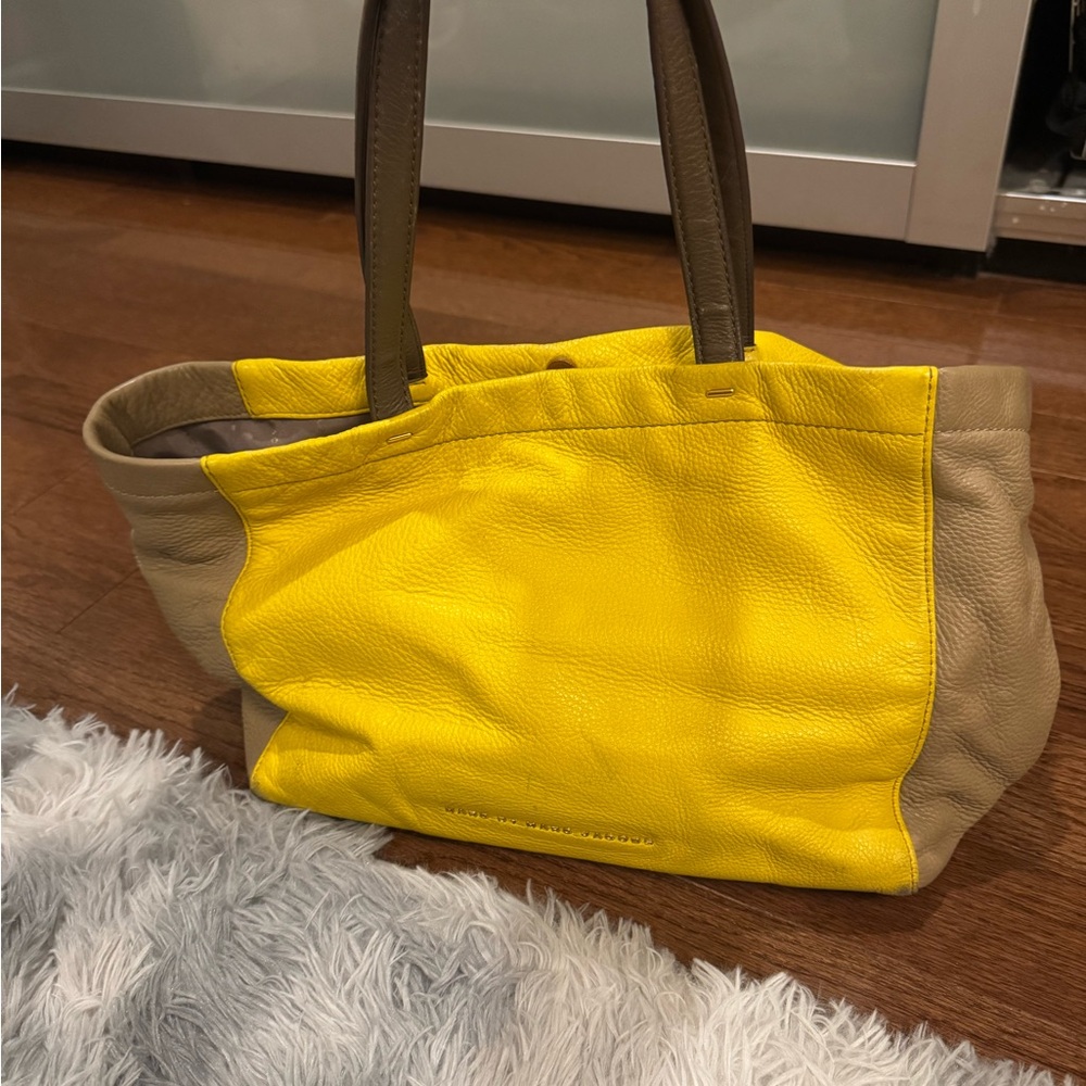 Marc By Marc Jacobs Yellow and Tan Canvas Tote Bag
